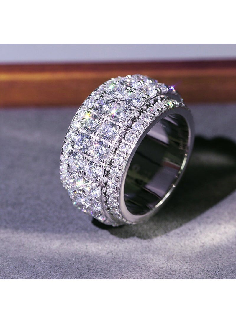 Generic - Hip Hop Glitter Half Band Ring Unisex Q220 White Gold - Image 1