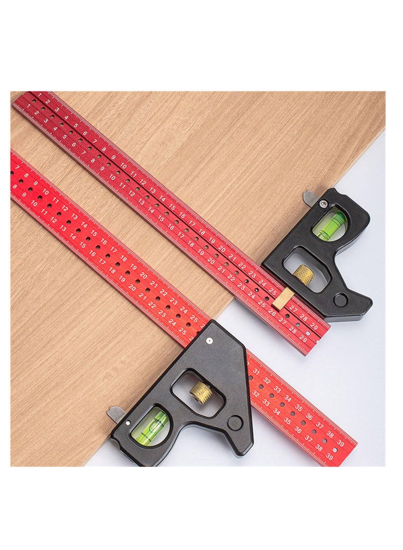 Excefore Combination Square Set, Square Ruler, Multifunctional Framing Square 30CM, Accurate 90/45 Degree Angles Square tool, Metal Measuring Instrument for DIY Enthusiasts and Professional Carpenters - Image 3
