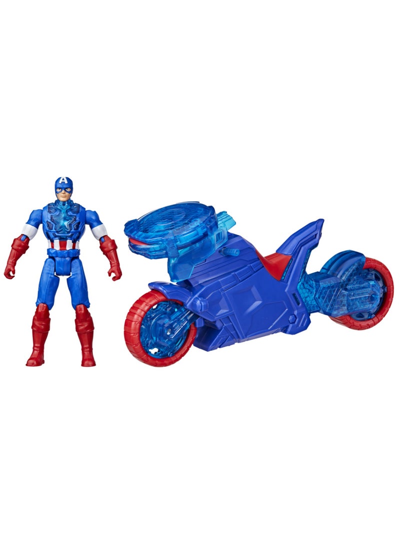 AVENGERS Marvel Avengers Epic World of Action Captain America Shield-Shot Cycle, 4-Inch (10 cm) Figure & Toy Motorcycle Playset, Super Hero Toys for Kids, 4+ - Image 3