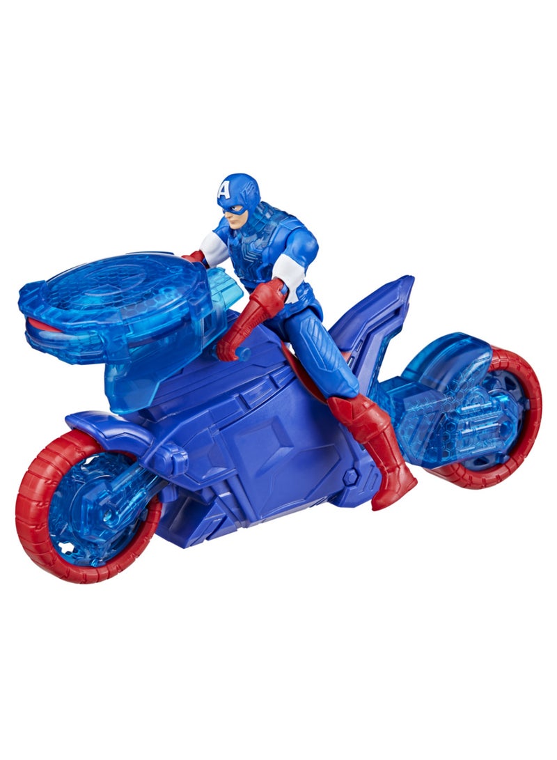 AVENGERS Marvel Avengers Epic World of Action Captain America Shield-Shot Cycle, 4-Inch (10 cm) Figure & Toy Motorcycle Playset, Super Hero Toys for Kids, 4+ - Image 4