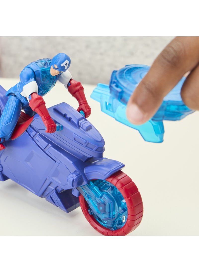 AVENGERS Marvel Avengers Epic World of Action Captain America Shield-Shot Cycle, 4-Inch (10 cm) Figure & Toy Motorcycle Playset, Super Hero Toys for Kids, 4+ - Image 5