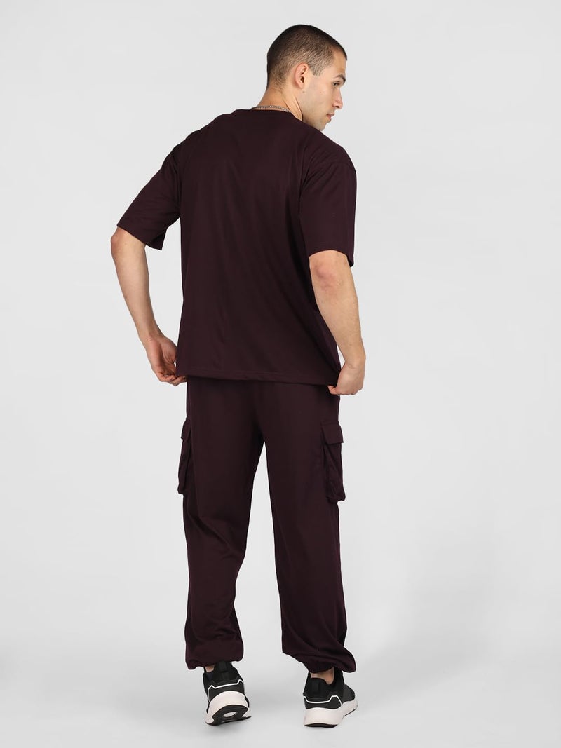 CHKOKKO Men Casual Summer Wear Coords Stylish Gents Cord Set Half Sleeves Latest Co Ord Track Suit Round Neck Western Co-ord Set Violet L - Image 3