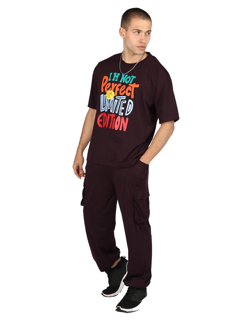 CHKOKKO Men Casual Summer Wear Coords Stylish Gents Cord Set Half Sleeves Latest Co Ord Track Suit Round Neck Western Co-ord Set Violet L - Image 1