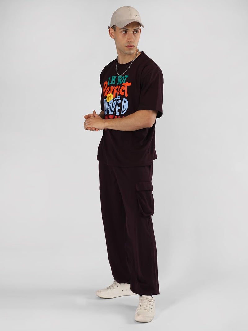 CHKOKKO Men Casual Summer Wear Coords Stylish Gents Cord Set Half Sleeves Latest Co Ord Track Suit Round Neck Western Co-ord Set Violet L - Image 4