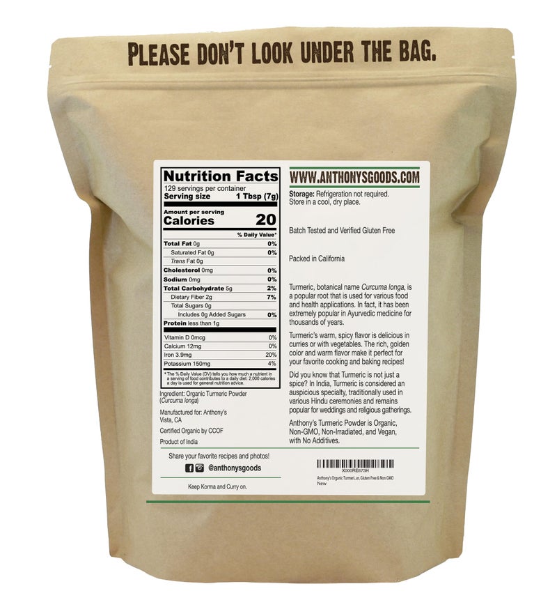 Anthony's Organic Turmeric Root Powder, 2 lb, Curcumin Powder, Gluten Free & Non GMO (Pack of 1) - Image 2
