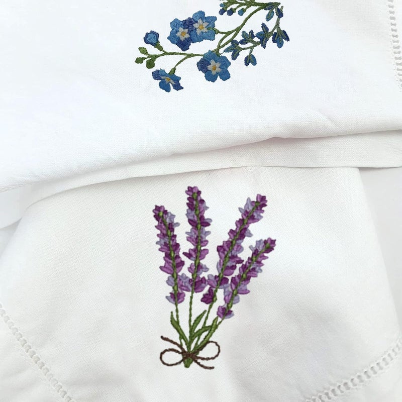 HCRAFT Embroidered Cotton Table Napkin, Cloth Napkins Set of 4 18"x18" Mixed Color Hyacinth Bulbs Napkin Square Fabric, Dining Room, Napkins Cloth Machine Washable, Cotton Cloth Napkins, Great Present - Image 4