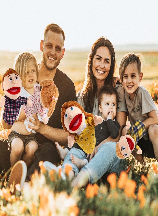 ZJoey 6 Pcs Family Hand Puppets 12 Inch Grandparents, Mom & Dad, Brother & Sister Plush Hand Puppet Toys Role-Play Toy Puppets for Kids Storytelling Imaginative Pretend Play Teaching Preschool(6 Family A) - Image 5