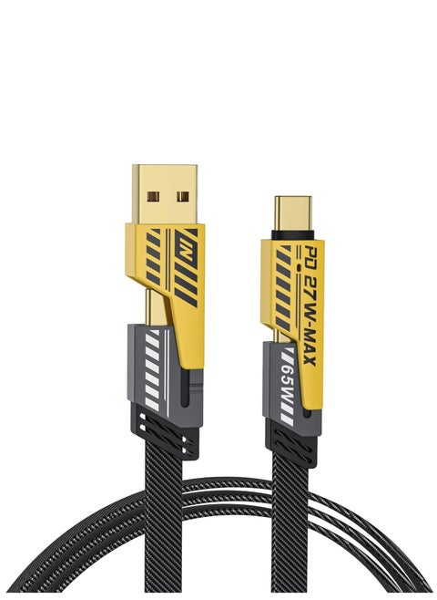 كابل بيانات 4 في 1، سلك شحن محمول/كابلات خارجية وملحقات مع منفذ USB من النوع C ومنفذ شحن سريع USB من النوع C قابل للسحب)