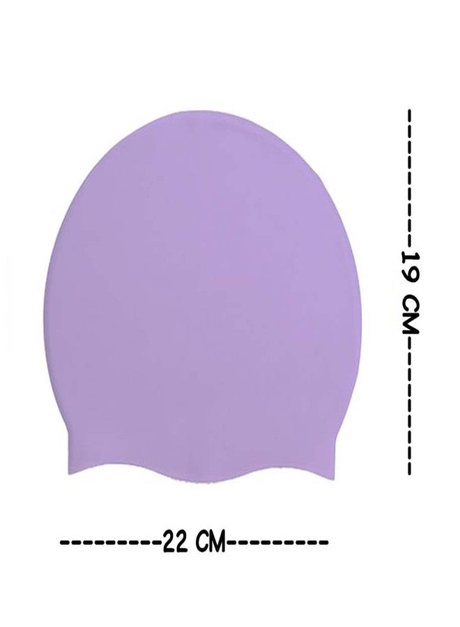 GLAN Silicone Swimming Cap for Kids and Adults Waterproof Swimming Pool Cap for Women and Men (Light Purple) - Image 2
