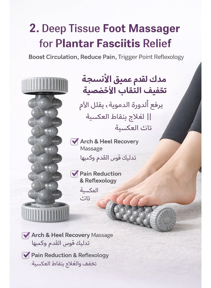 Foot Massager，Deep Tissue Foot Massager for Plantar Fasciitis Relief, Circulation Boost, Pain Reduction, Reflexology Trigger Point Therapy - Arch and Heel Recovery Roller Massage for Feet - Image 1