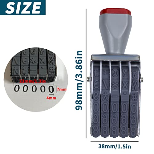 SUUJI 5 Digit Number Roller Stamps - SUUJI Changeable Number Stamp Egg Date Stamp Personalized Price Symbol Rolling Wheel Multi-Function DIY Rubber Scrapbooking Stationery Office Business Timer Stamps - Image 2