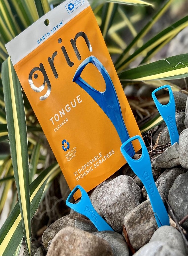 GRIN Tongue Cleaner, 32 Count, Disposable Tongue Cleaner, Hygienic Scraper, Recycled Plastic, Clean Tongue, Promote Fresh Breath, Includes Safe Fold- Back Tooth Pick - Image 5