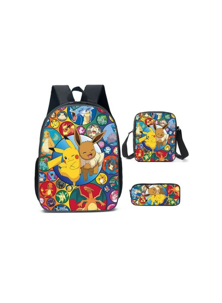 New Dragon Ball Printed Backpack Polyester Schoolbag Fashion Shoulder Bag Student Pencil Bag Three-piece Set,40-three-piece set; backpack + shoulder bag + pencil bag - 43  - Image 1