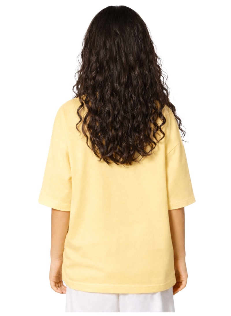 نايلتون تيشرت أوفر سايز بناتي برقبة دائرية - تي شيرت نص كم بكتف متدلي - قطن - للأطفال والمراهقين تصميم فضفاض - Image 2