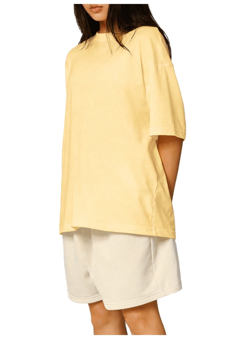 نايلتون تيشرت أوفر سايز بناتي برقبة دائرية - تي شيرت نص كم بكتف متدلي - قطن - للأطفال والمراهقين تصميم فضفاض - Image 4