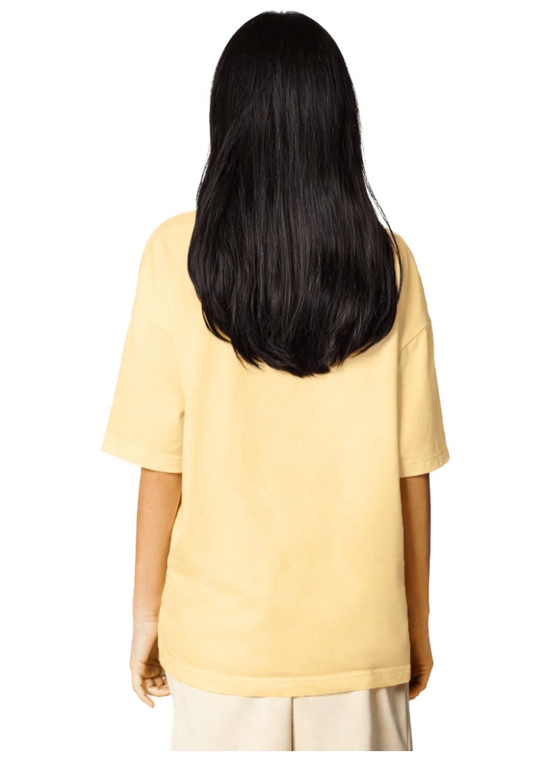 نايلتون تيشرت أوفر سايز بناتي برقبة دائرية - تي شيرت نص كم بكتف متدلي - قطن - للأطفال والمراهقين تصميم فضفاض - Image 5