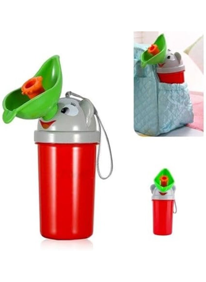 Portable potty, children's travel urinal, leakproof toilet training cup for emergency outdoor urination, urine container (red for girls) - Image 1