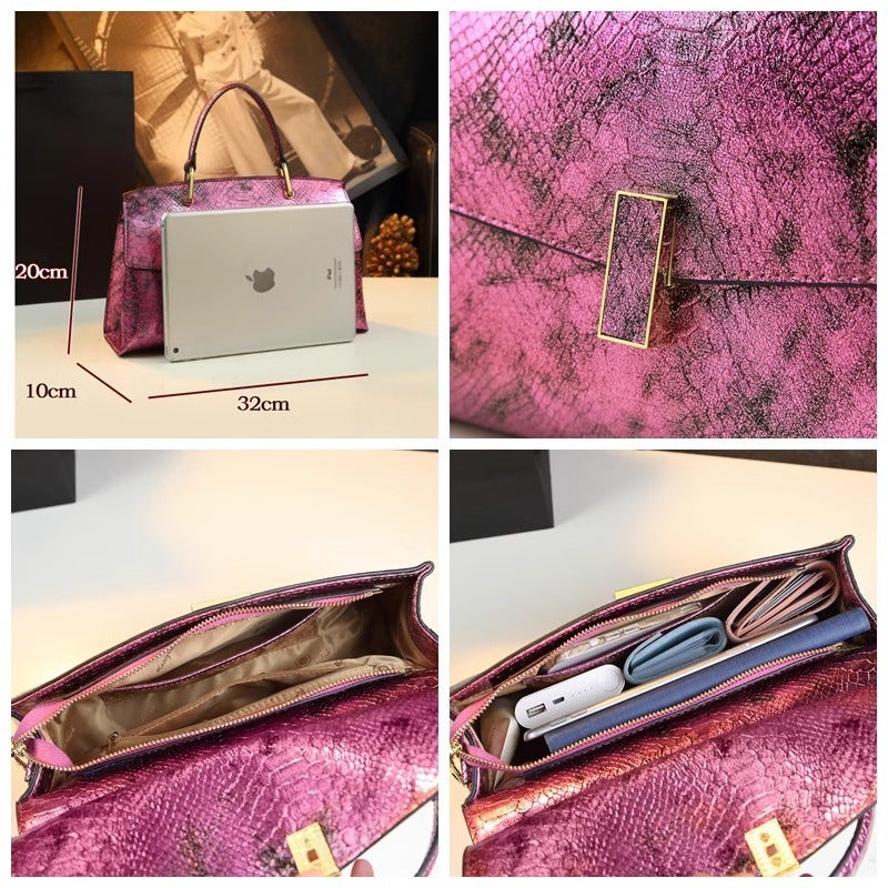 Bright Leather Bag Women'S 2025 Crossbody Bag Personalized All-Match Laser Pattern All-Match Handbag Mother'S Shoulder Bag - Image 5