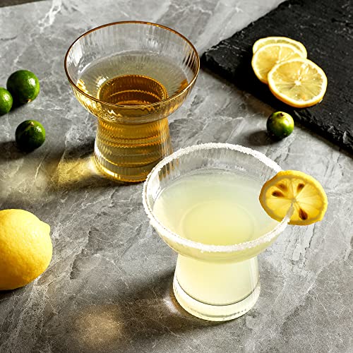 Lysenn Stemless Margarita Glasses Set of 2 - Elegant Vertical Stripes Cocktail Glasses – Premium Hand Blown Glassware for Martini and Mixed Drinks – 10 oz Gold Rim - Image 5