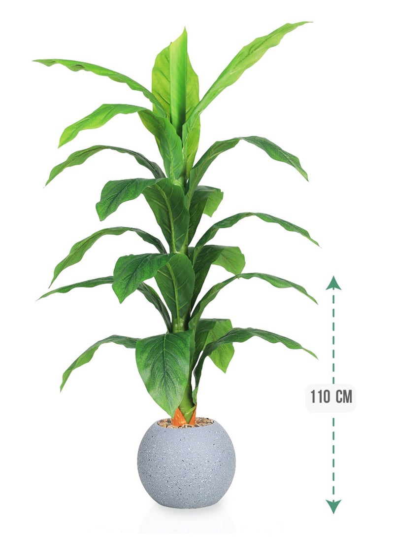 Alrassi Artificial Green Corn Plant, 110 cm Height – Realistic Natural Look with Elegant Plastic Pot for Indoor Décor - Image 2