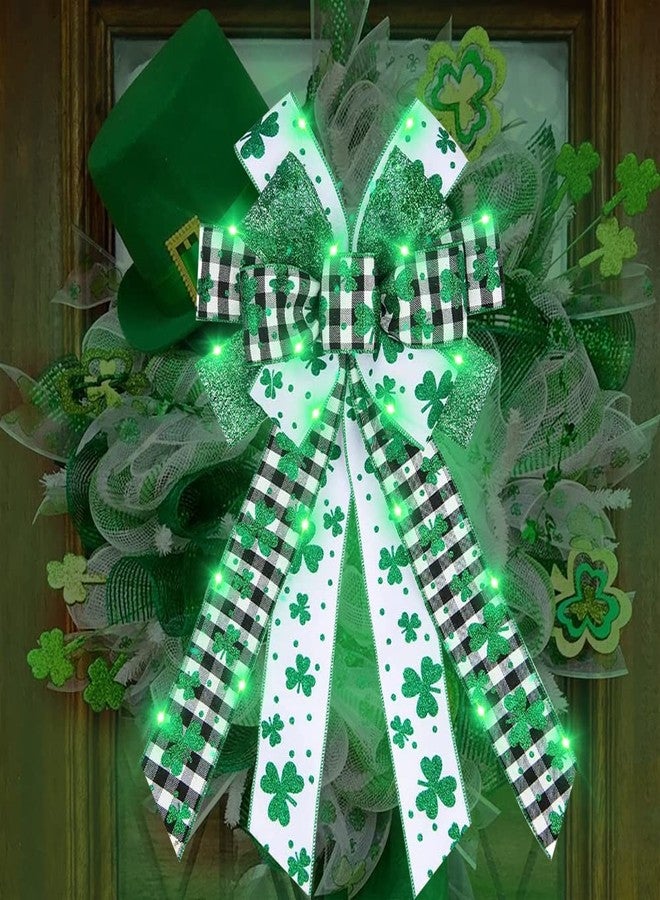 الأيببون شرائط زينة كبيرة مضيئة بتقنية LED من أليبون، مثالية لتزيين أكاليل عيد القديس باتريك، وشرائط زينة أكاليل عيد القديس باتريك، وشرائط برسيم أخضر لامع للأعمال اليدوية، وديكورات عيد القديس باتريك الأيرلندية، وشرائط بنقشة الجاموس لحفلات المسيرات. - Image 1