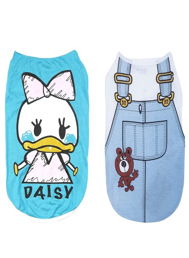 Lulala 2 Pack Dog Printed Shirts Quick Dry Soft Stretchy Dog T-Shirts Breathable Pet Apparel Colorful Puppy Sweatshirt Dog Clothes Tank Top Sleeveless Vest Dog Clothes for Dogs(Pack of 2,XXL) - Image 1