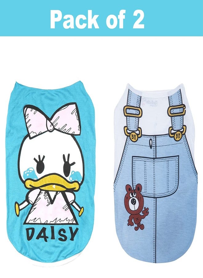 Lulala 2 Pack Dog Printed Shirts Quick Dry Soft Stretchy Dog T-Shirts Breathable Pet Apparel Colorful Puppy Sweatshirt Dog Clothes Tank Top Sleeveless Vest Dog Clothes for Dogs(Pack of 2,XXL) - Image 2