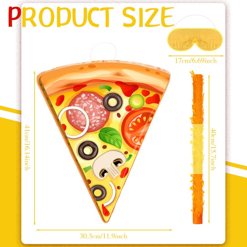 Harrycle Pizza Piata  Pizza Decorations for Kids Food Themed Birthday Party Piata with Blindfold and Bat for Summer Mexican Party Supplies 161 x 13 x 32 inches - Image 3