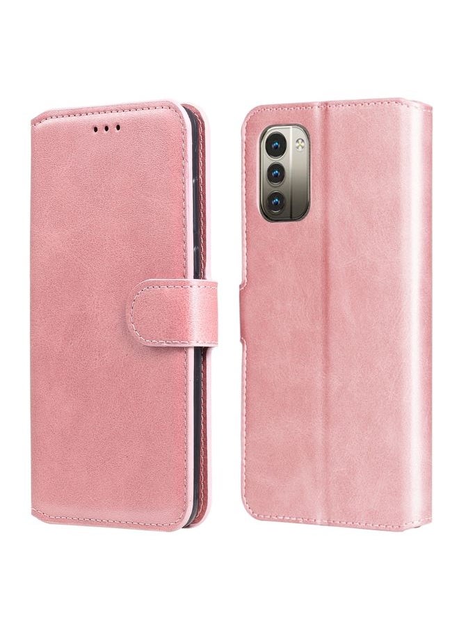HuHa Case Cover For For Nokia G21 / G11 Classic Calf Texture Flip Leather Phone Case(Rose Gold) 