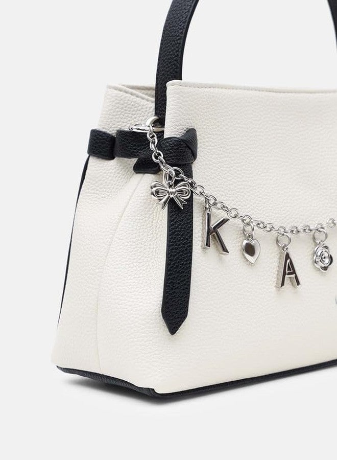 Kazo Bag Off White Black Structured Shoulder Handbag | Premium Faux Leather Purse - Image 3