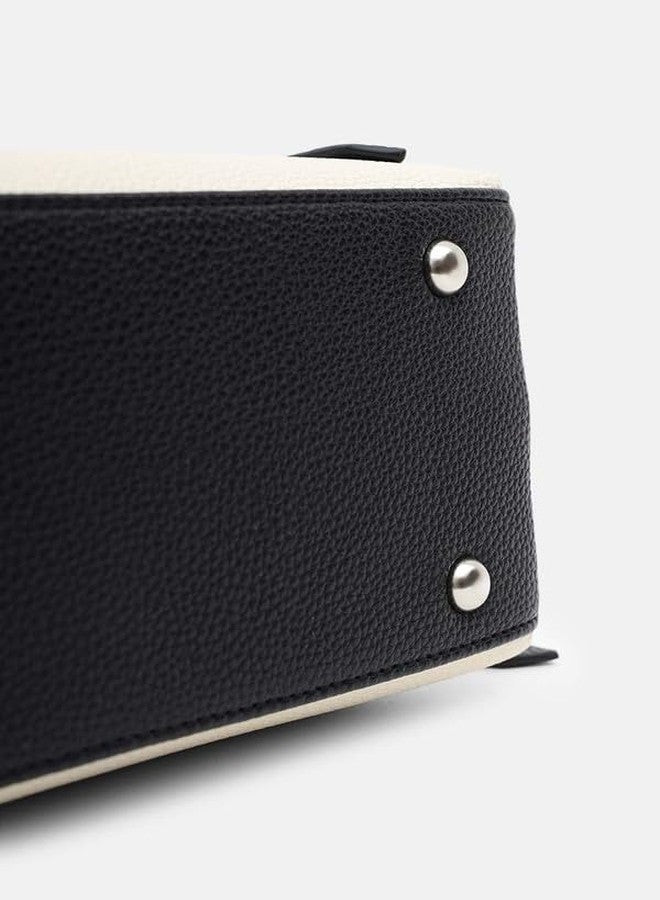 Kazo Bag Off White Black Structured Shoulder Handbag | Premium Faux Leather Purse - Image 5