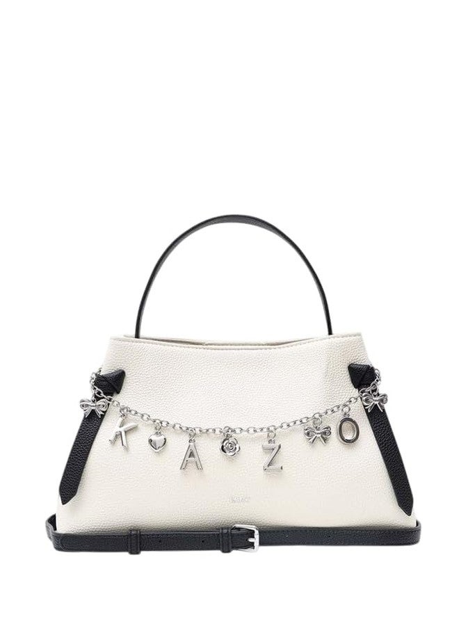 Kazo Bag Off White Black Structured Shoulder Handbag | Premium Faux Leather Purse - Image 1