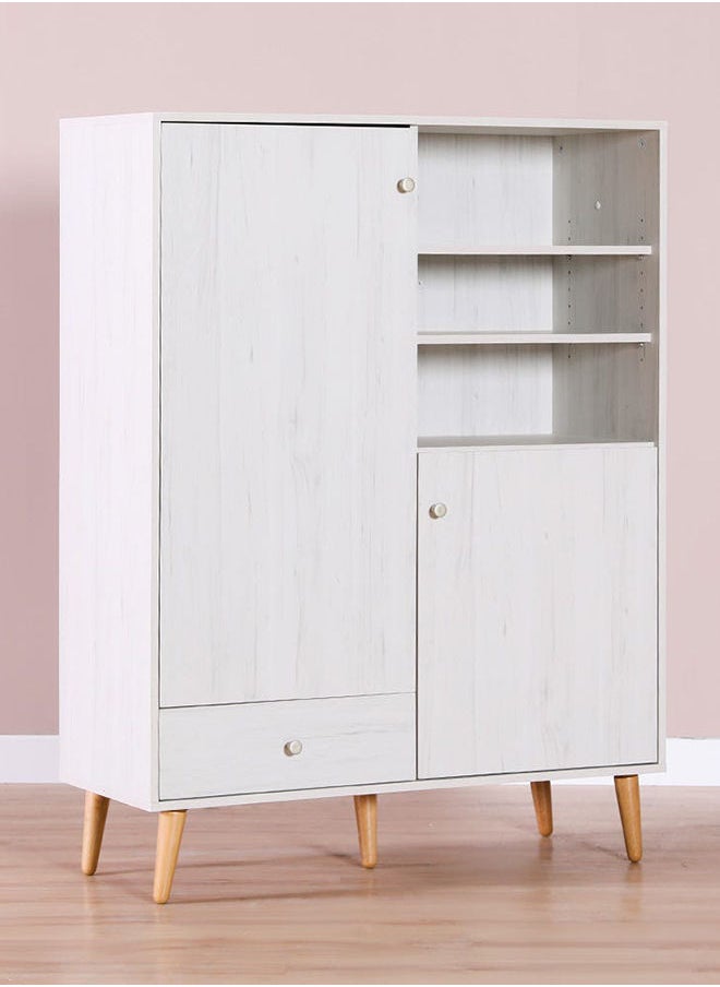 DANUBE HOME Patterson Display Cabinet 4 Tier Modern Design Wooden Book Organiser Cupboard Space Saving Display Storage Rack For Home Office Living Room Kitchen Light Oak  - Image 5