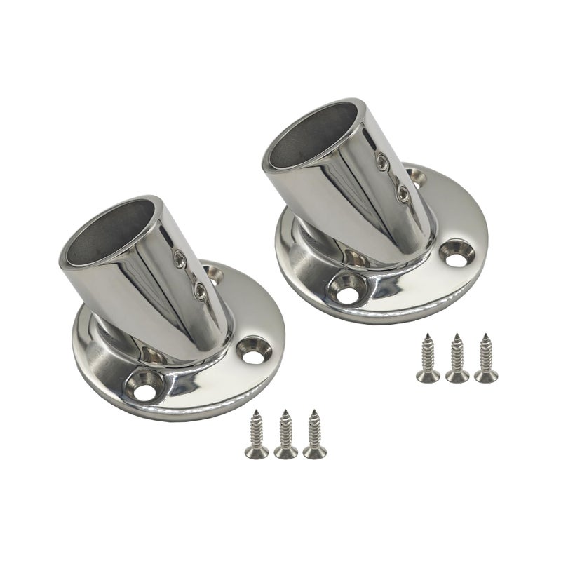 Douzime 60 Degree Boat Deck Handrail Rail Fitting Round Base 316 Marine Grade Stainless Steel for 32mm 125 inch Tube 2 Pcs - Image 2
