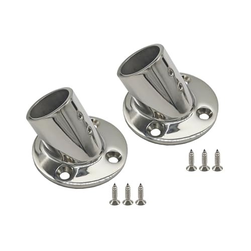 Douzime 60 Degree Boat Deck Handrail Rail Fitting Round Base 316 Marine Grade Stainless Steel for 32mm 125 inch Tube 2 Pcs - Image 1