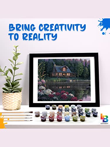 Ledgebay Paint by Numbers Kit for Adults: Beginner to Advanced Number Painting Kit - Fun DIY Arts & Crafts | Color by Numbers for Adults - Kits Include - (Still Waters 16" x 20" Unframed) - Image 4