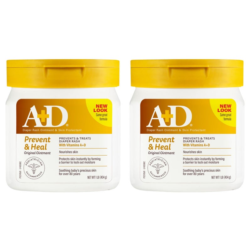 A + D A+D Original Diaper Rash Ointment, 1 Pound Jar Pack of 2 - Image 1