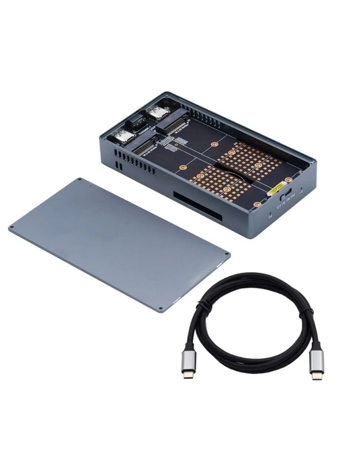 Dual M.2 NVME SSD RAID Array Mobile Hard Drive Enclosure Type-C USB3.2 GEN2x2 20G 586R(Dark Gray) - Image 2