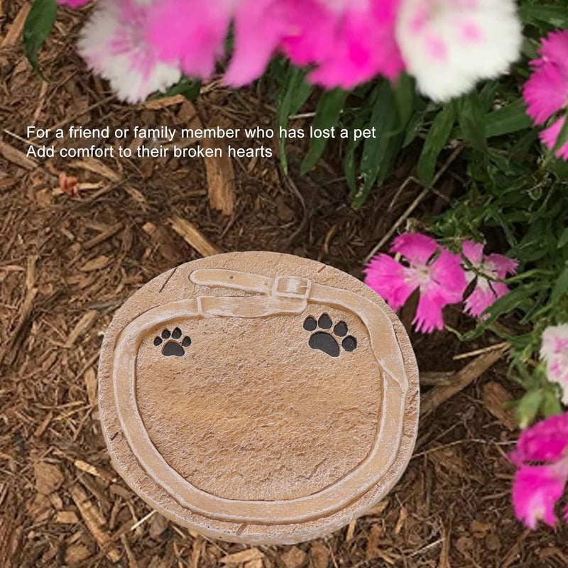 AYNEFY Pet Memorial Marker, Print and Belt Decoration Resin Dog Grave Marker DIY Lettering Pet Headstone Dog Memorial Stone for Lost Loved Dogs Cats(Sandy Yellow) - Image 5