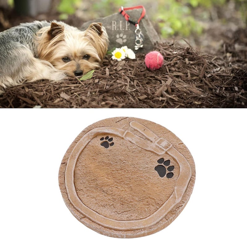 AYNEFY Pet Memorial Marker, Print and Belt Decoration Resin Dog Grave Marker DIY Lettering Pet Headstone Dog Memorial Stone for Lost Loved Dogs Cats(Sandy Yellow) - Image 3