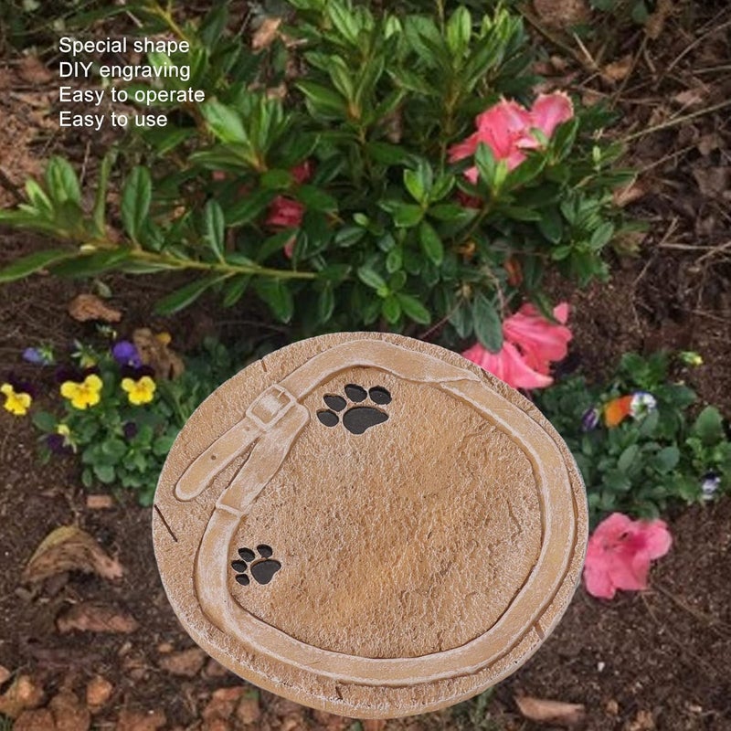 AYNEFY Pet Memorial Marker, Print and Belt Decoration Resin Dog Grave Marker DIY Lettering Pet Headstone Dog Memorial Stone for Lost Loved Dogs Cats(Sandy Yellow) - Image 4