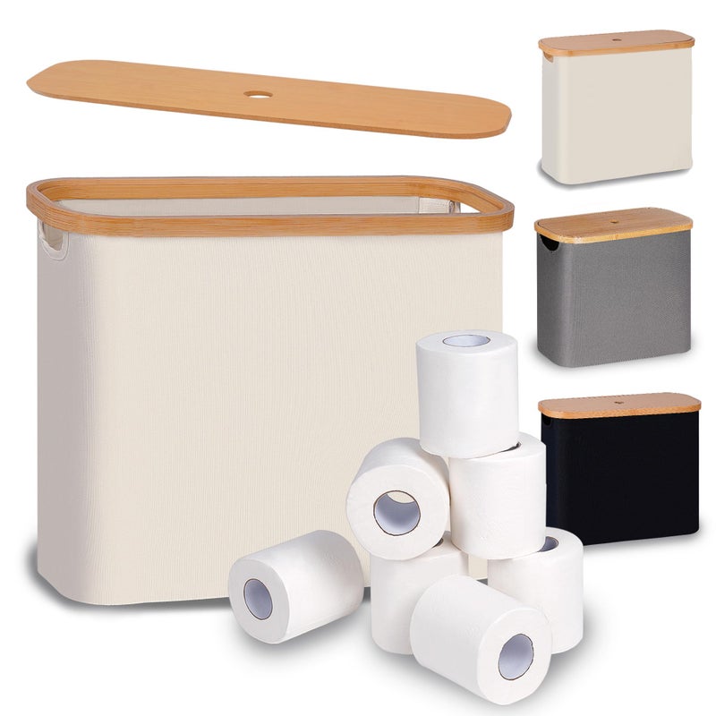 efluky Toilet Paper Basket Toilet Paper Storage with Lid Toilet Paper Organizer for Bathroom Free Standing Toilet Paper Holder with Storage Beige