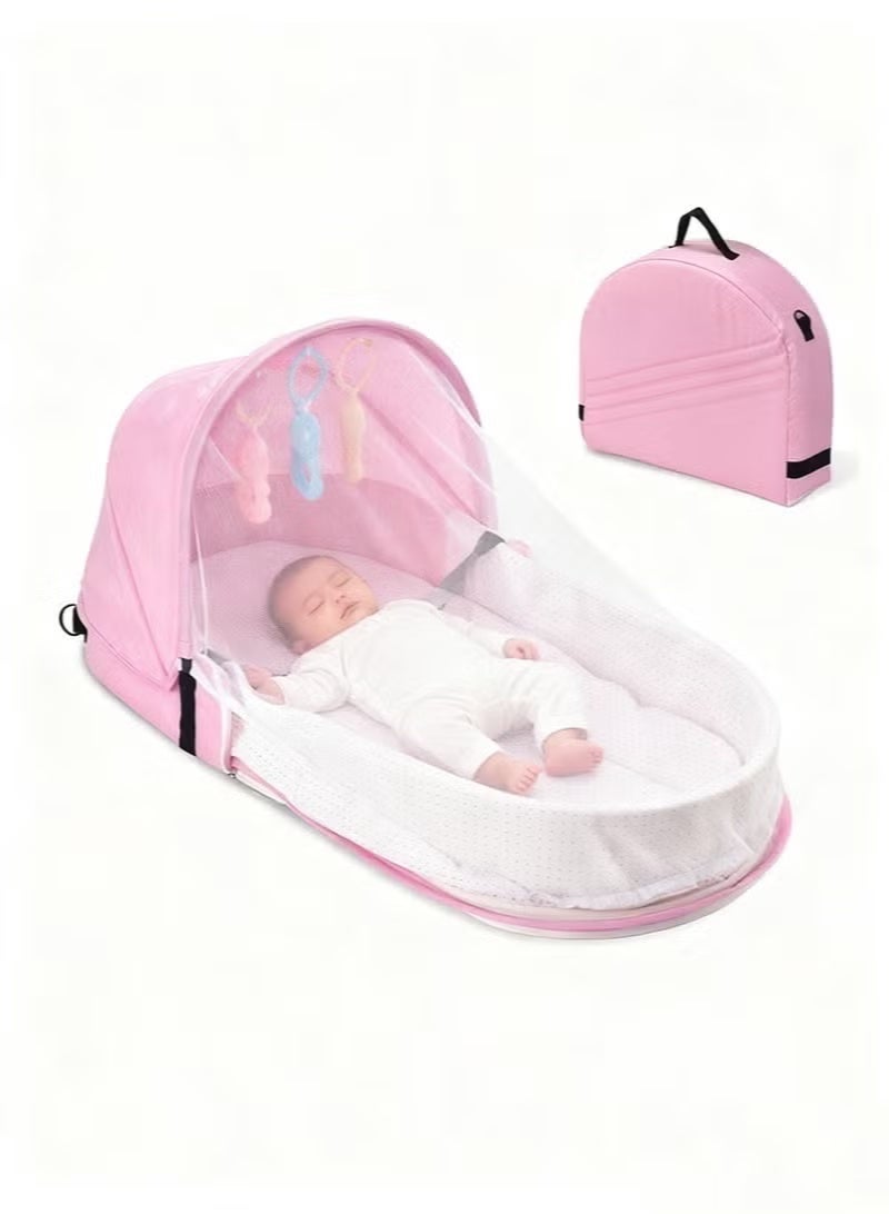 general Baby Bed Portable Baby Bed Foldable Infant Crib With Cartoon Toys Detachable Cotton Cover Suitable for Travel and Home Use Easy to Carry - Image 3