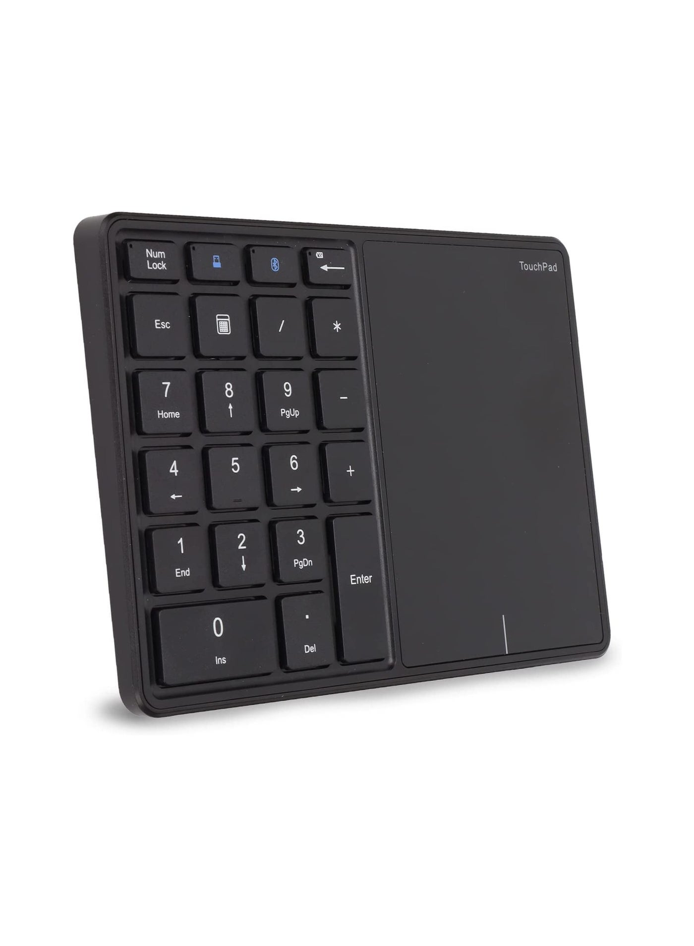 SYOSI 2.4G Wireless Numeric Keypad with Touchpad, 22 Keys Portable Bluetooth Number Pad, Financial Accounting USB C Rechargeable Number KeyboardBlack