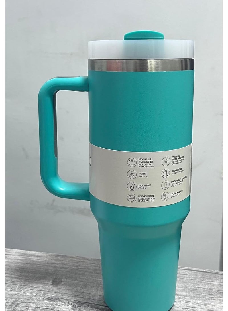 Stanley Stanley Mug, 40 oz Stanley Slim Mug with Straw and Handle, Insulated Mug with Lid, Multi-Use Mug, H2.0 FlowState Stainless Steel Coffee Mug for Homemade Hot Drinks, Travel Mug with Handle (Turquoise) - Image 2