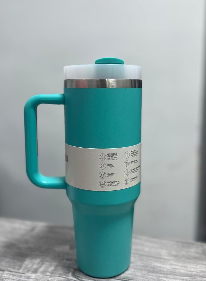 Stanley Stanley Mug, 40 oz Stanley Slim Mug with Straw and Handle, Insulated Mug with Lid, Multi-Use Mug, H2.0 FlowState Stainless Steel Coffee Mug for Homemade Hot Drinks, Travel Mug with Handle (Turquoise) - Image 3