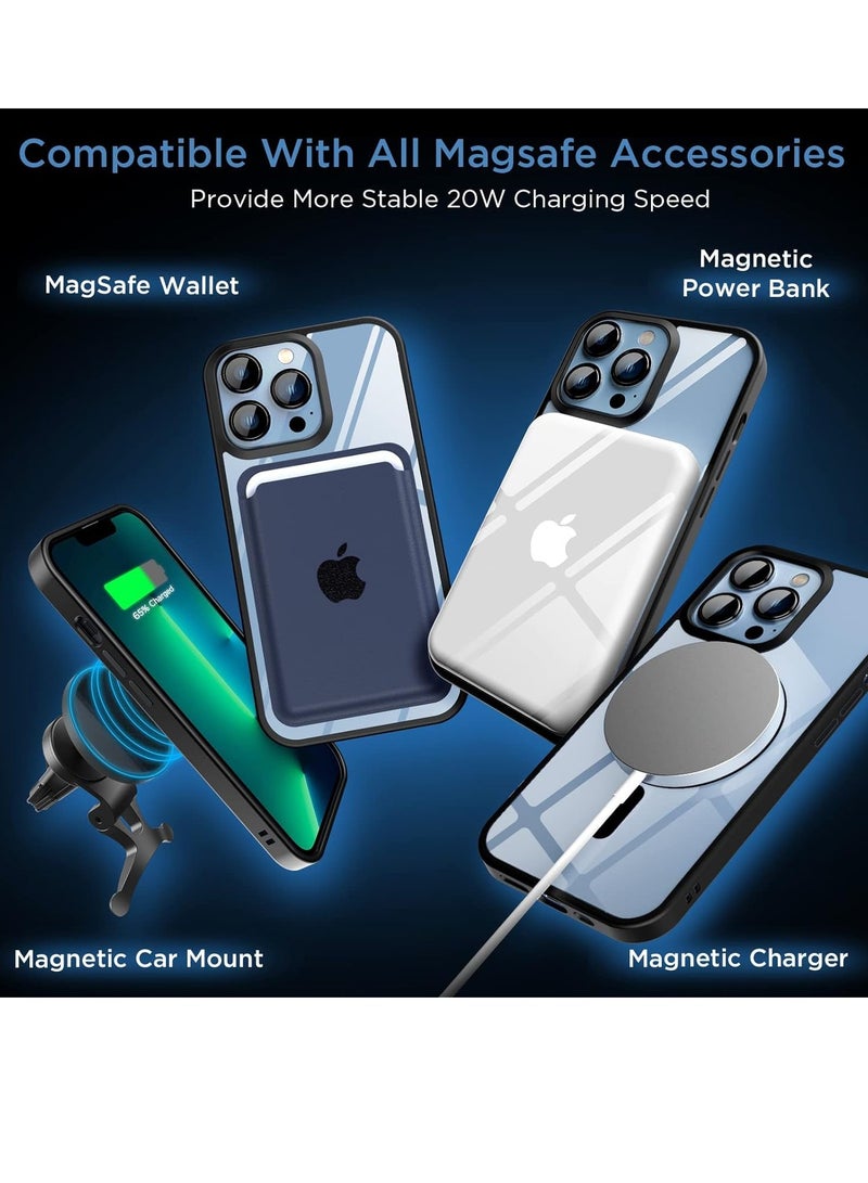 ten.tech Transparent magnetic protection case compatible with MagSafe for iPhone 12 Pro Max English mobile phone, anti-shocks and scratches (black) Silicone back cover by Ten Tech  - Image 3