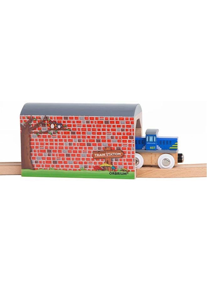 Orbrium® Toys Large Wooden Train Tunnel Track Compatible with Thomas Brio Chugginginton Set - Image 1