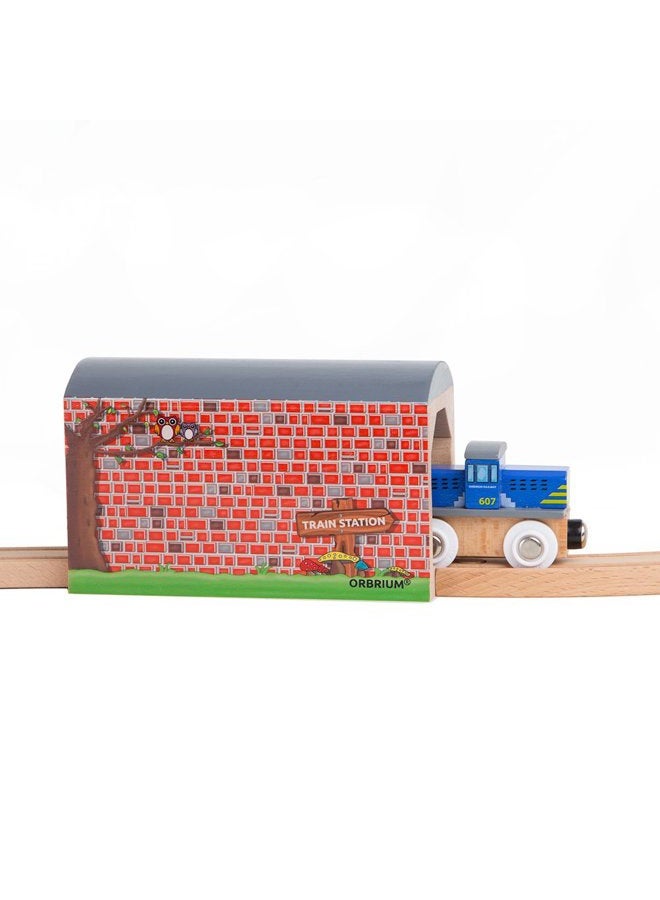 Orbrium® Toys Large Wooden Train Tunnel Track Compatible with Thomas Brio Chugginginton Set - Image 2