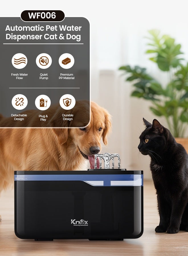 Knox Powering Generations Knox Cat Water Fountain 2.8L/88oz, Automatic Pet Water Dispenser for Cats & Dogs, Quiet Drinking Fountain with Filter, Indoor Pet Fountain for Healthy Hydration - Image 2
